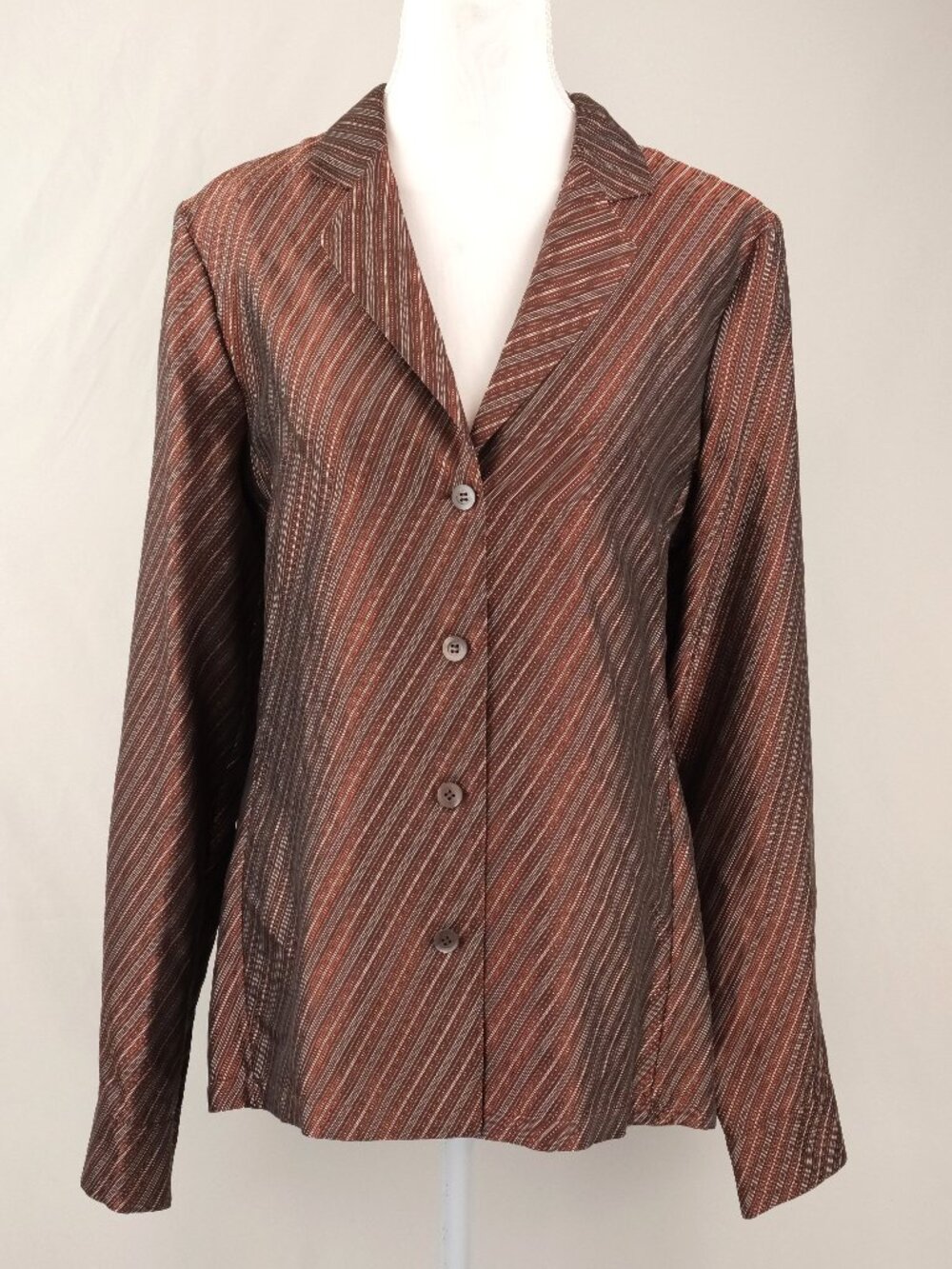 Dries Van Noten Burgundy Diagonal Stripe Tailored Collar Button Down Shirt EU 36